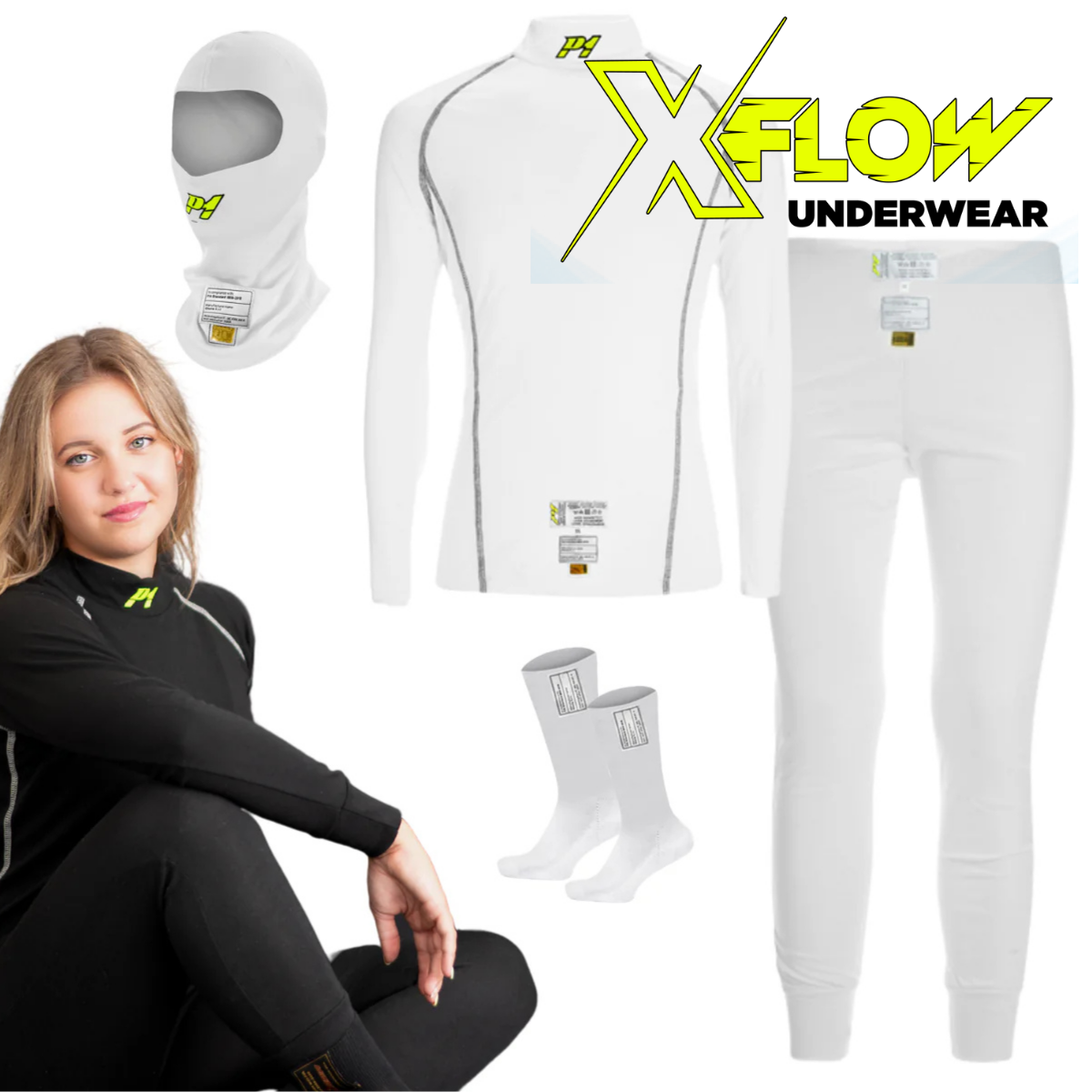 P1 X-Flow Slim Fit Set Weiß - FIA 8856-2018 Unterwäsche