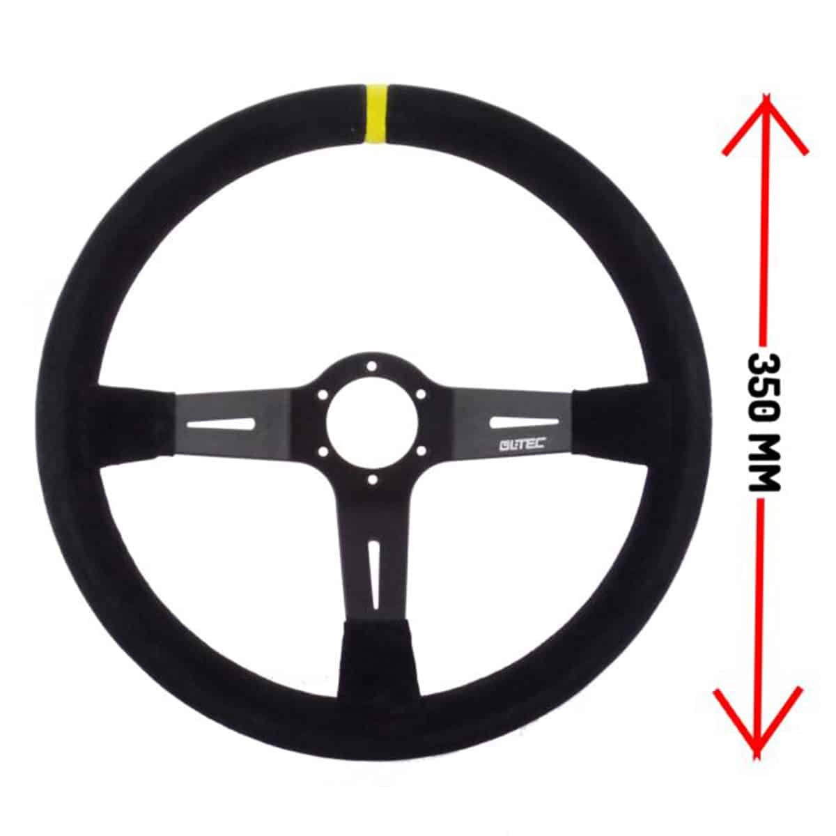 LTEC Wildleder Lenkrad – 350 mm, 65 mm geschüsselt, schwarz